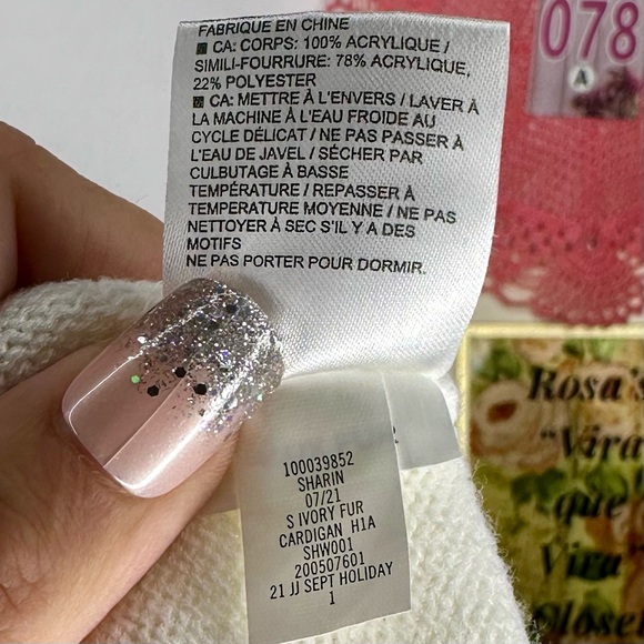 NWT Janie and Jack Faux Fur Collar Cardigan Size 5 - Picture 7 of 8